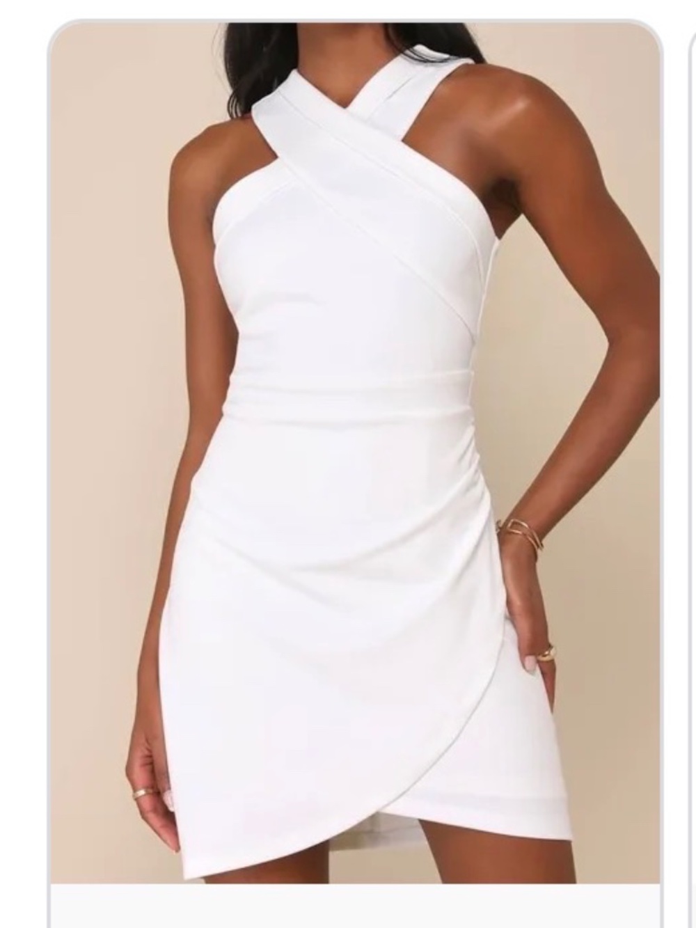 Lulus Headed to Cocktail Hour White Halter Tulip Mini Dress